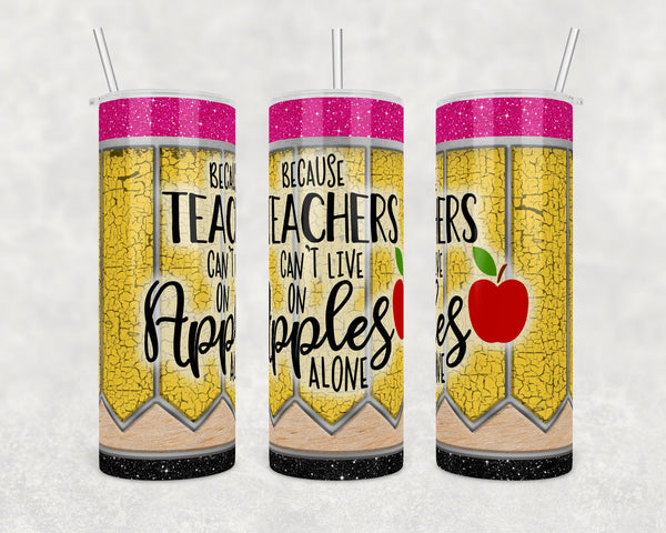 Cracked wooden yellow teacher pencil | 20 oz Skinny Tumbler Wrap | Digital Download | Sublimation | png file