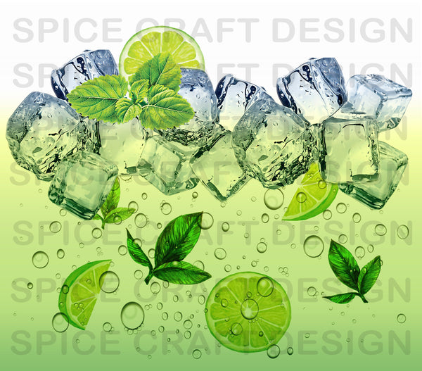 Mojito in a Glass with ice | 20 oz skinny tumbler | Digital Download | Waterslide | Sublimation | PNG File