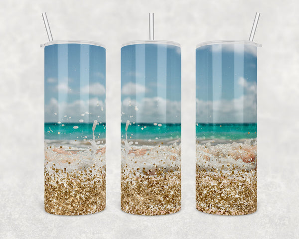 Beach Glitter Sand | Skinny Tumbler Wrap | Digital Download | Sublimation | PNG
