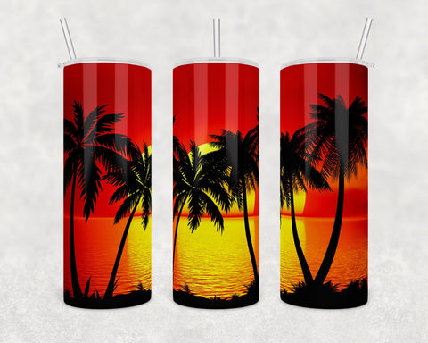 Palm Trees Beach Sunset | Skinny Tumbler Wrap | Digital Download | Sublimation | png file