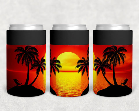 Sunset over the ocean with palms trees | Regular Can Cooler | Digital Download | Waterslide | Sublimation