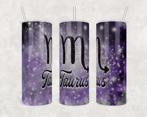 Zodiac Tumbler - Taurus | Galaxy and cloud background | 20 oz Skinny Tumbler Wrap | Digital Download | Sublimation | png file