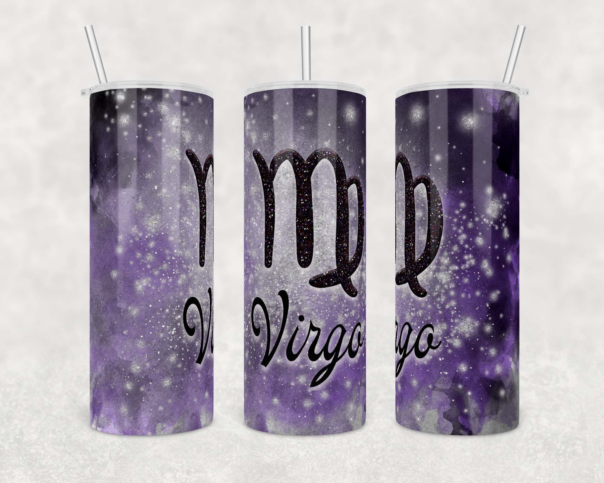 Zodiac Tumbler - Virgo | Galaxy and cloud background | 20 oz Skinny Tumbler Wrap | Digital Download | Sublimation | png file