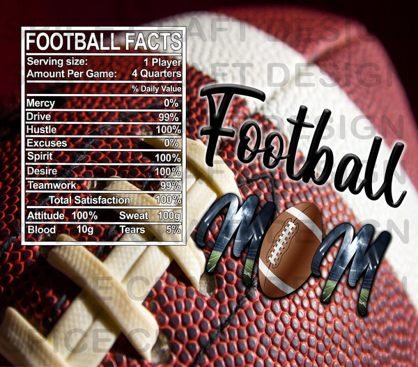 Football Facts w/ Football Mom | 20 oz skinny tumbler | Digital Download | Waterslide | Sublimation | PNG File
