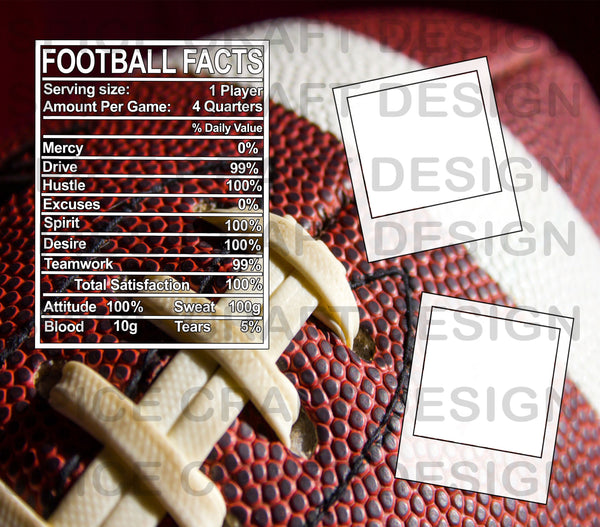 Football Facts with Photo Frames | 20 oz skinny tumbler | Digital Download | Waterslide | Sublimation | PNG File