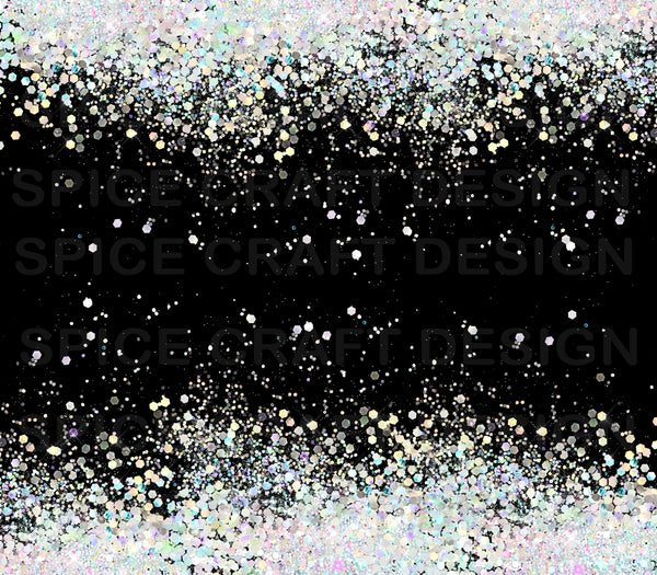 Black background with holographic glitter | Skinny Tumbler Wrap | Digital Download | Sublimation | PNG