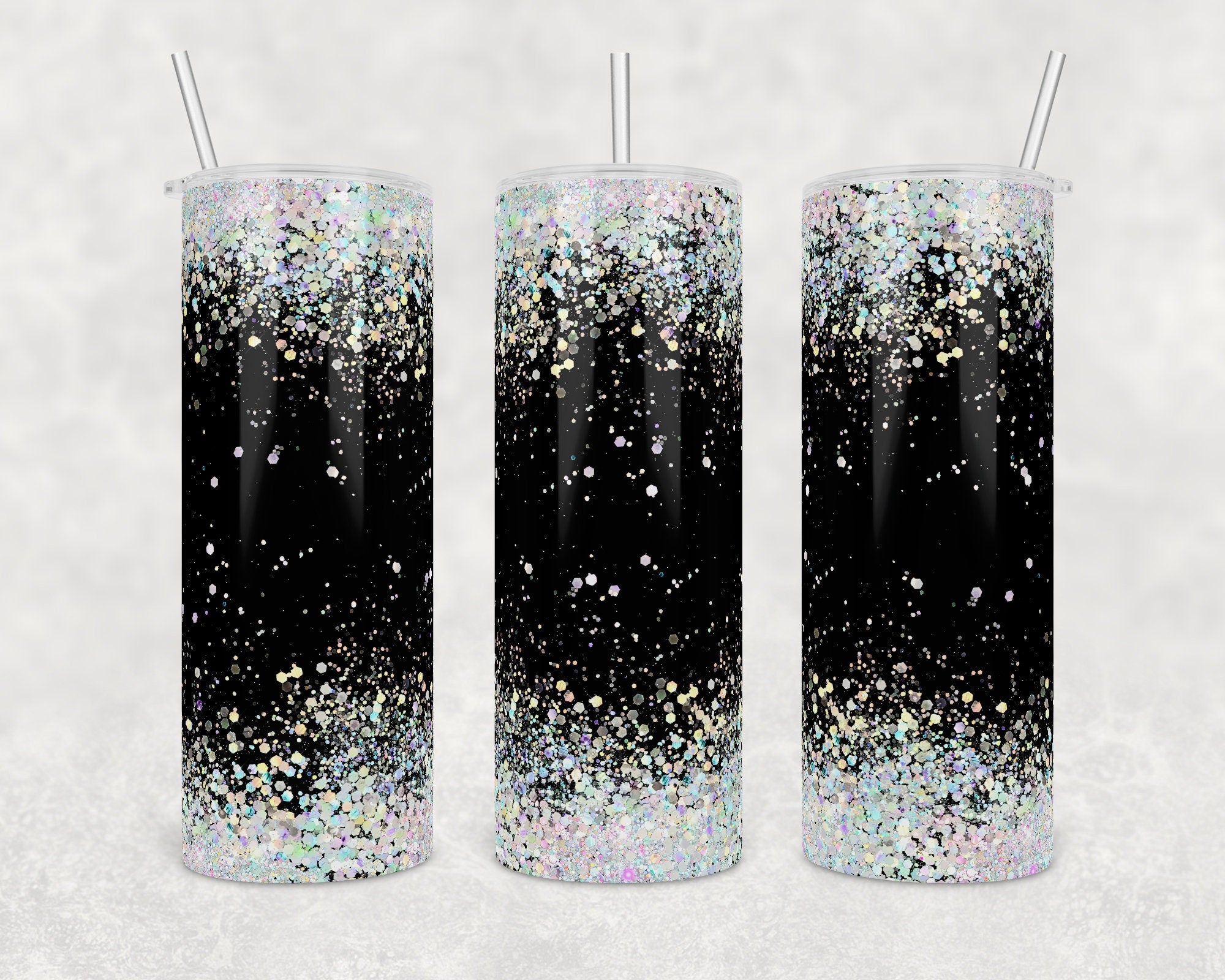 20 oz. Black Holographic Glitter Tumbler with Straw – Hot Mess Market