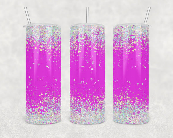 Hot Pink background with holographic glitter | Skinny Tumbler Wrap | Digital Download | Sublimation | PNG