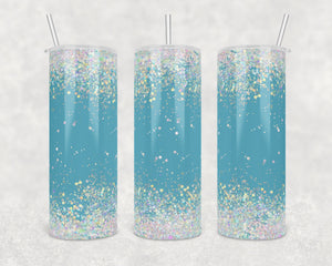 Baby blue background with holographic glitter | Skinny Tumbler Wrap | Digital Download | Sublimation | PNG