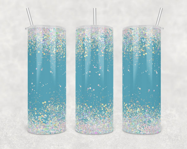 Baby blue background with holographic glitter | Skinny Tumbler Wrap | Digital Download | Sublimation | PNG