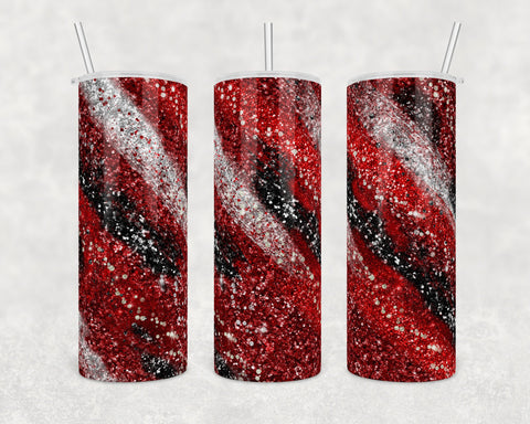 Red, Black and Silver Abstract Glitter Milkway | 20 oz Skinny Tumbler Wrap | Digital Download | Sublimation | png file
