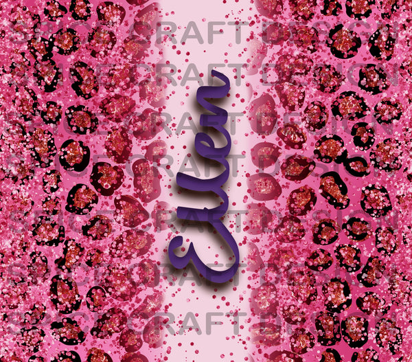 Add your own text Hot Pink glitter animal print | 20 oz Skinny Tumbler Wrap | Digital Download | Sublimation image | png file