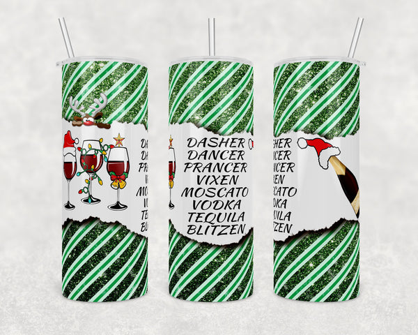 Christmas drink with the reindeers | Green Glitter Candy cane | 20 oz Skinny Tumbler Wrap | Digital Download | Sublimation image | png file