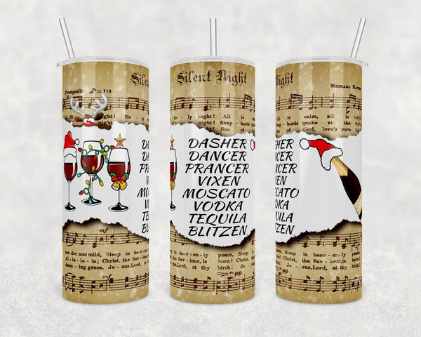 Christmas drink with the reindeers | Music Background | 20 oz Skinny Tumbler Wrap | Digital Download | Sublimation image | png file