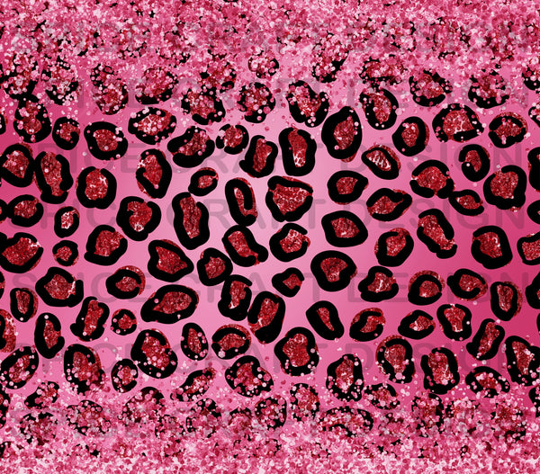 Hot Pink glitter animal print | 20 oz Skinny Tumbler Wrap | Digital Download | Sublimation image | png file