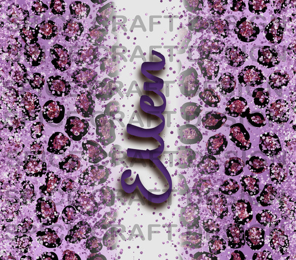 Add your own text Purple glitter animal print  | 20 oz Skinny Tumbler Wrap | Digital Download | Sublimation image | png file