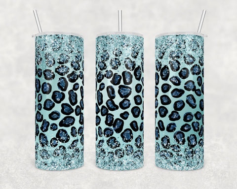 Blue glitter animal print | 20 oz Skinny Tumbler Wrap | Digital Download | Sublimation image | png file