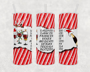 Christmas drink with the reindeers | Candy Cain Background | 20 oz Skinny Tumbler Wrap | Digital Download | Sublimation image | png file